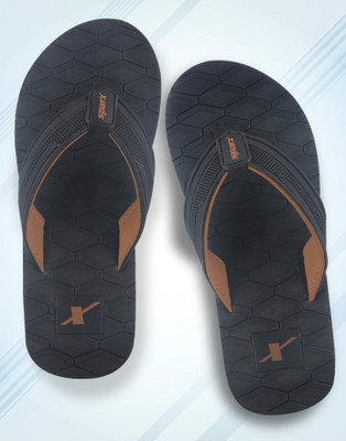 Sparx Men Flip Flops(Black, Tan , 10)