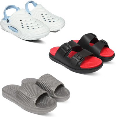 Acorn Men Slides(White, Red, Grey , 6)
