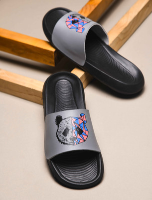 Foot Print Men Slides(Grey , 10)