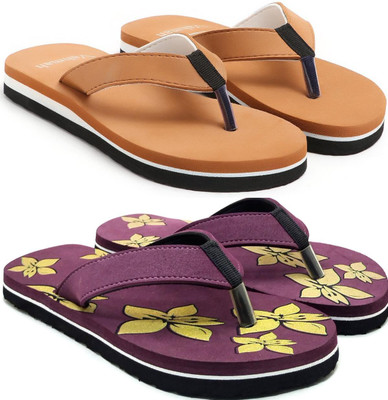 VAHMAH Women Slippers(Tan, Purple , 4)