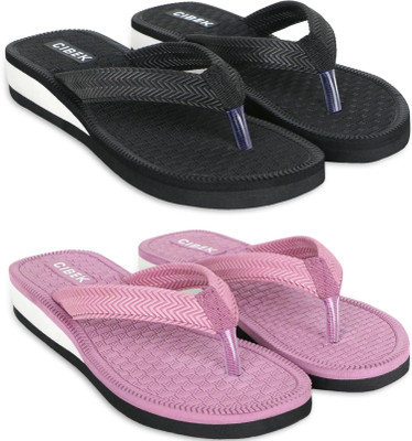 CIBEK Women Doctor step with cibek comfortable extra soft daily wear women slipper pack of 2 Flip Flops(Multicolor , 4)