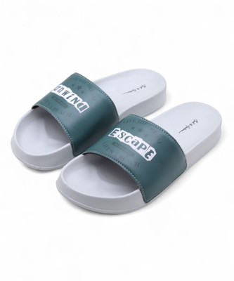 Mast & Harbour Men Slides(Grey, Green , 10)