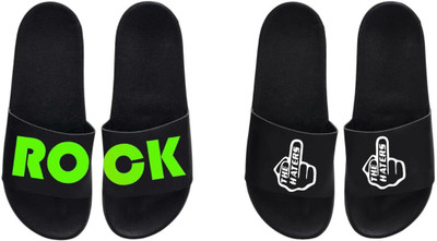 nvisan Men Slides(White, Green , 10)