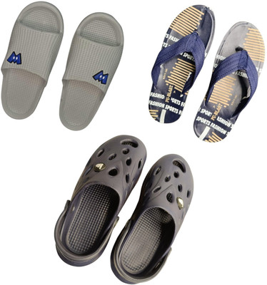 BLIBBERS Men Slippers(Grey, Blue , 7)