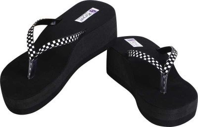 SHIPEE Women Flip Flops(Black , 6)