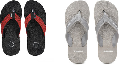 KIXRUN FASHION Men Slippers(Grey, Black , 6)