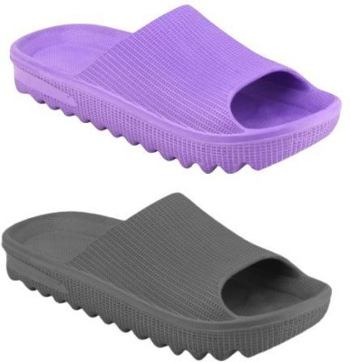 Camfoot Women Slides(Purple, Grey , 4)