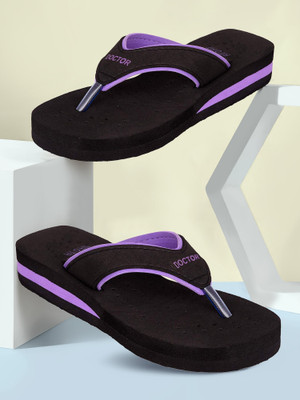 FIT O FIT Women Flat Soft Ortho Diabetic Orthopaedic Dr. Flip Flops For Women's Flip Flops(Purple , 5)