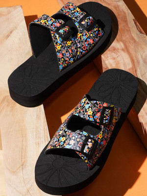 Rasambh Women Comfortable Stylish and Trending Colorful Printed Flip Flops sliders For Women Slides(Black , 7)