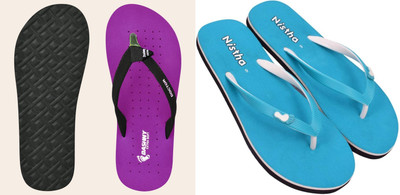 NISTHA Women Flip Flops(Purple, Blue , 4)