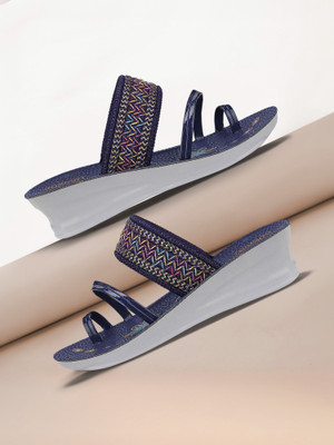 BERSACHE Women Flip Flops(Blue , 7)