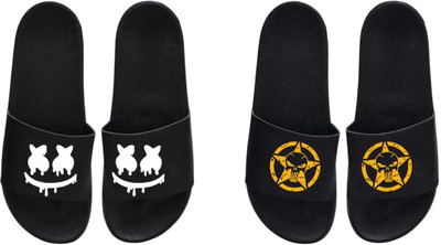 nvisan Men Slides(Yellow, White, Black , 7)