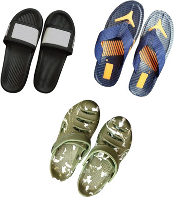 BLIBBERS Men Slippers(Black, Blue, Green , 8)