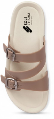 Sole Charm Women Flip Flops(Black , 6)