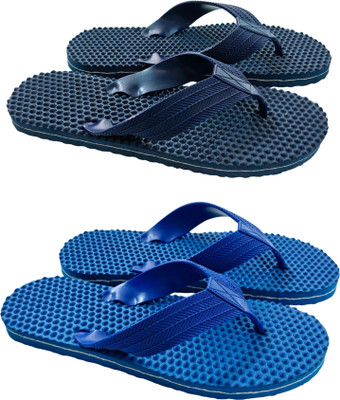 BreeZy Men Flip Flops(Navy, Blue , 9)