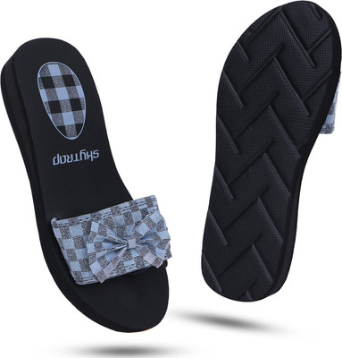 Skytrap Women Stylish Comfortable and Trending Colorful Printed Flip Flops Slide Slides(Grey , 8)