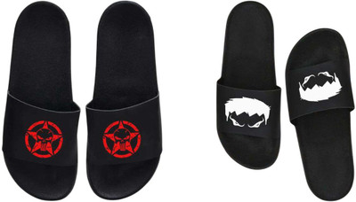 nvisan Men Slides(White, Red, Black , 7)
