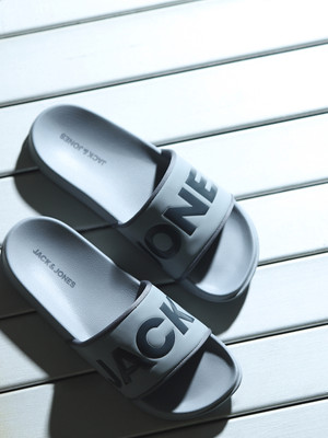 JACK & JONES Men Slides(Grey , 8)