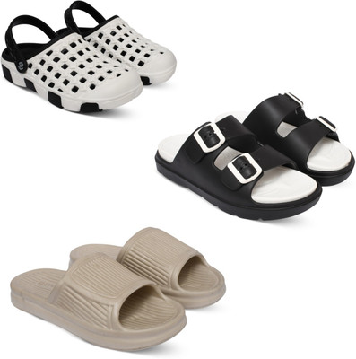 Acorn Men Slides(White, Black, Beige , 6)