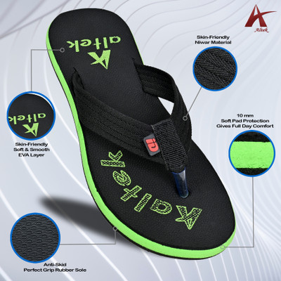 Altek Men Flip Flops(Green , 8)