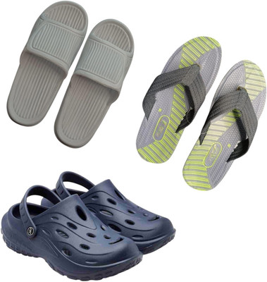 BLIBBERS Men Slippers(Grey, Grey, Navy , 8)
