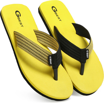 G Best Men Flip Flops(Yellow , 9)