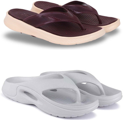 Pampy Angel Men Slippers(Maroon, Grey , 9)
