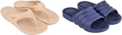 LUXURIOUS DESIGN Men Slippers(Beige, Blue , 9)