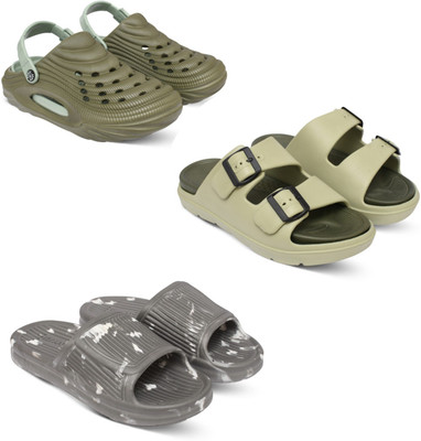 Acorn Men Slides(Olive, Beige, Grey , 7)
