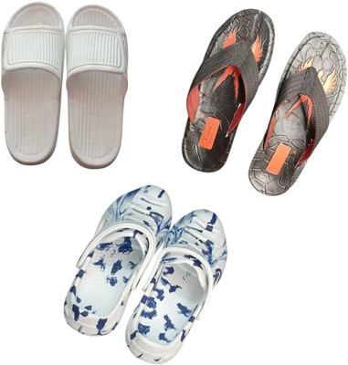 BLIBBERS Men Slippers(White, Black, Multicolor , 8)