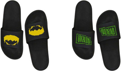 nvisan Men Slides(Yellow, Green, Black , 8)