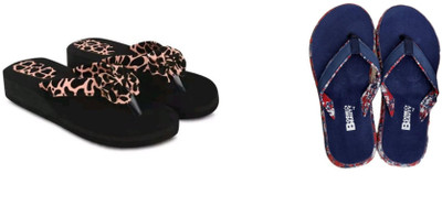 BOOMBEAUTY Women Flip Flops(Multicolor , 7)