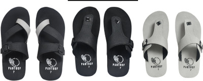 FROSTA Men Slippers(Black, Black, Grey , 10)