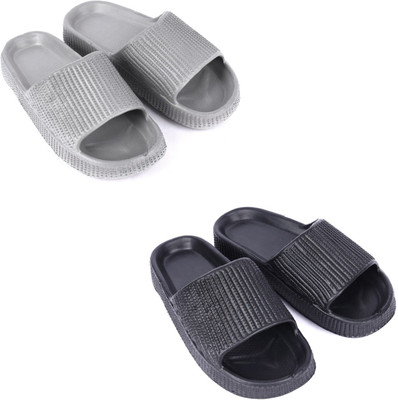 Rome Hunters Men Flip Flops(Grey, Black , 7)