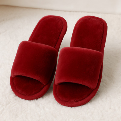 WOLVESDEN Women Flip Flops(Maroon , 7)