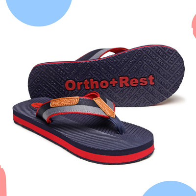 Ortho + Rest Men Slippers(Navy, Grey , 10)