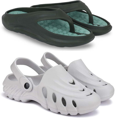 KAPYANSH Men Slippers(Green, Grey , 6)
