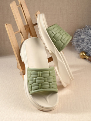 Footox Women Slippers | Slides | Flipflop | Clogs | Ortho | Acupressure Flip Flops(Green , 5)