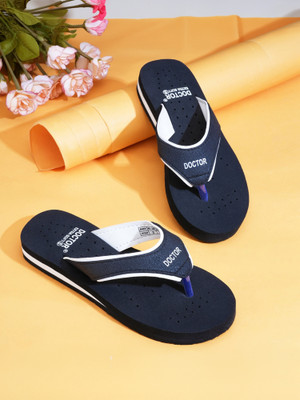 DOCTOR EXTRA SOFT Women Ortho Care Diabetic Orthopaedic Comfort Dr Slippers and Flipflops For Girl's and Flip Flops(Black, White , 7)