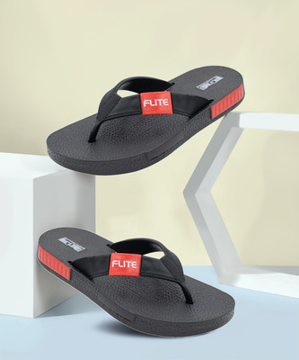 FLITE Men Flip Flops(Black , 7)
