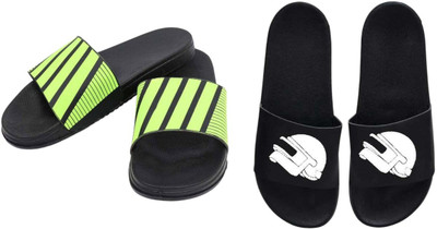 nvisan Men Slides(Green, White, Black , 6)