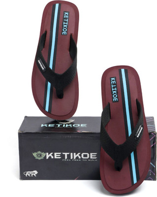 KETIKOE Men Flip Flops(Maroon , 10)