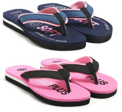 zebio Women Womens Soft Ortho Slippers | Daily Use Anti-Skid Ladies Flip Flops Slippers(Navy, Pink, Pink, Black , 5)