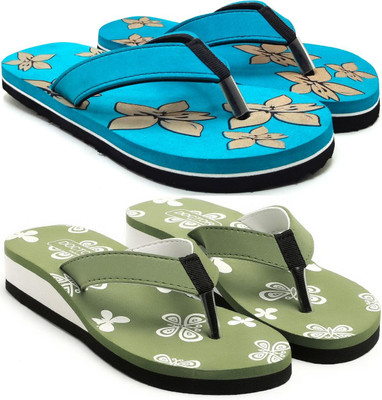 VAHMAH Women Slippers(Blue, Green , 5)