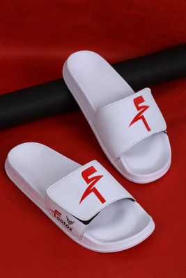 Footox Men Slippers | Slides | Flipflop | Clogs | Ortho | Acupressure Flip Flops(White, Red , 9)