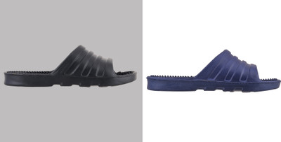 ventus Men Flip Flops(Black, Blue , 8)