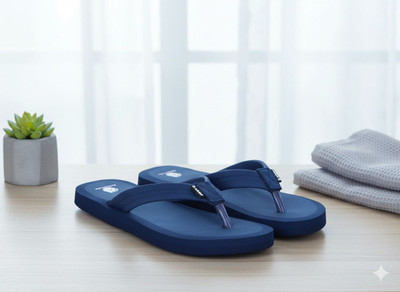 Lehar Women Flip Flops(Blue , 6)
