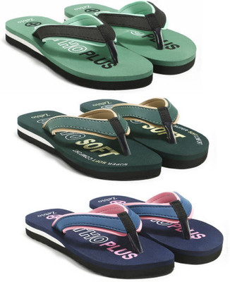 zebio Women Slippers(Green, Black, Green, Yellow, Navy, Pink , 5)