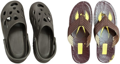 BLIBBERS Men Slippers(Grey, Brown , 6)