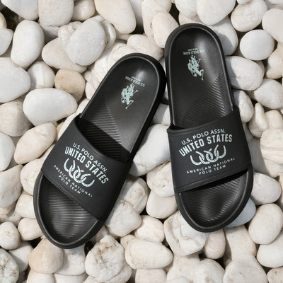 U.S. POLO ASSN. Men Slides(Black , 6)